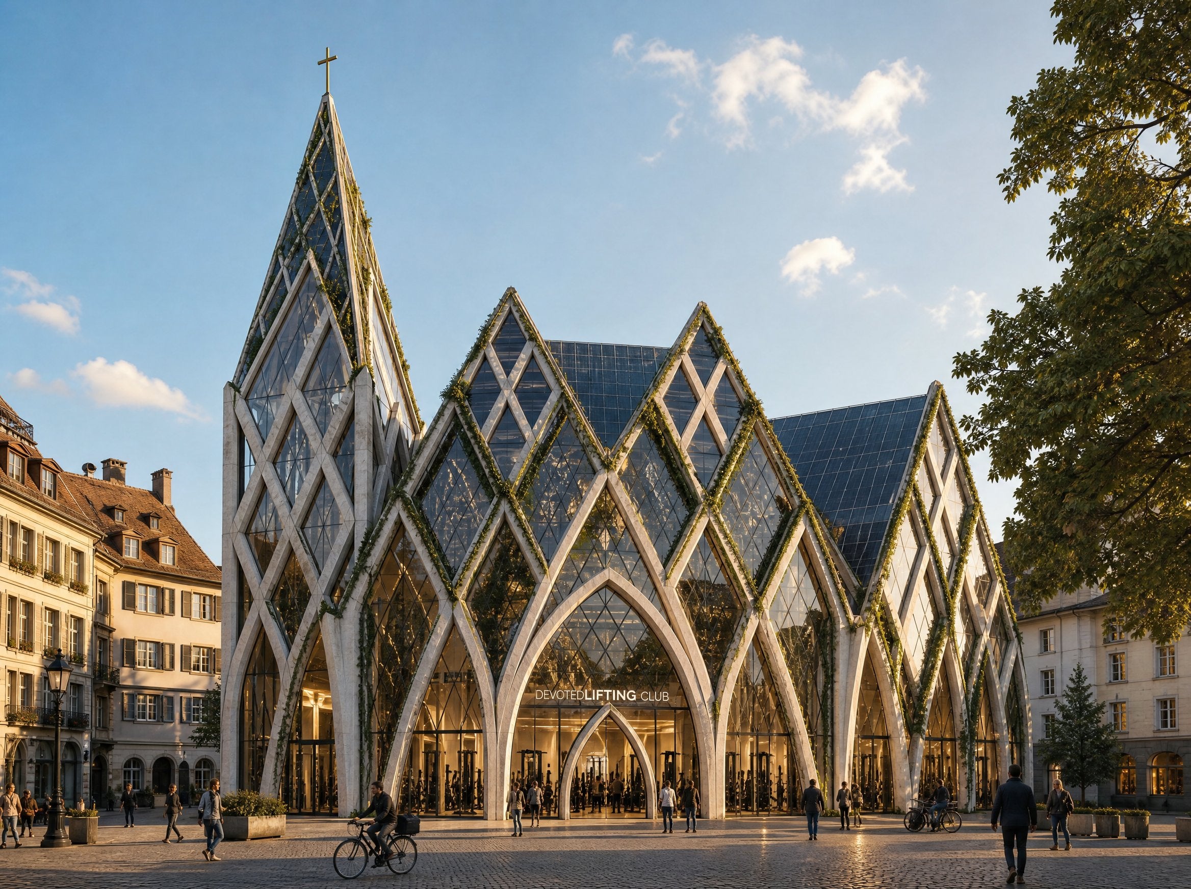 Phase 04 — concept render, the church-gym